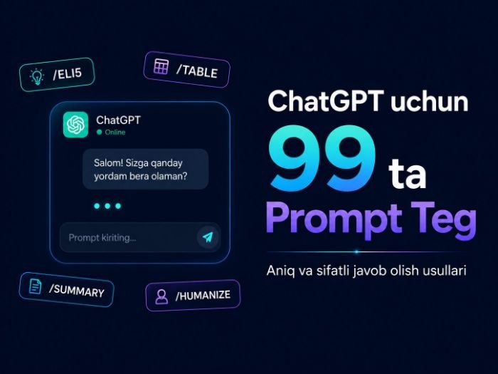 ChatGPT uchun 99 ta foydali prompt teglar